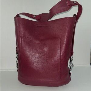 Rebecca Minkoff Utility Convertible Bucket Bag Burgundy Leather